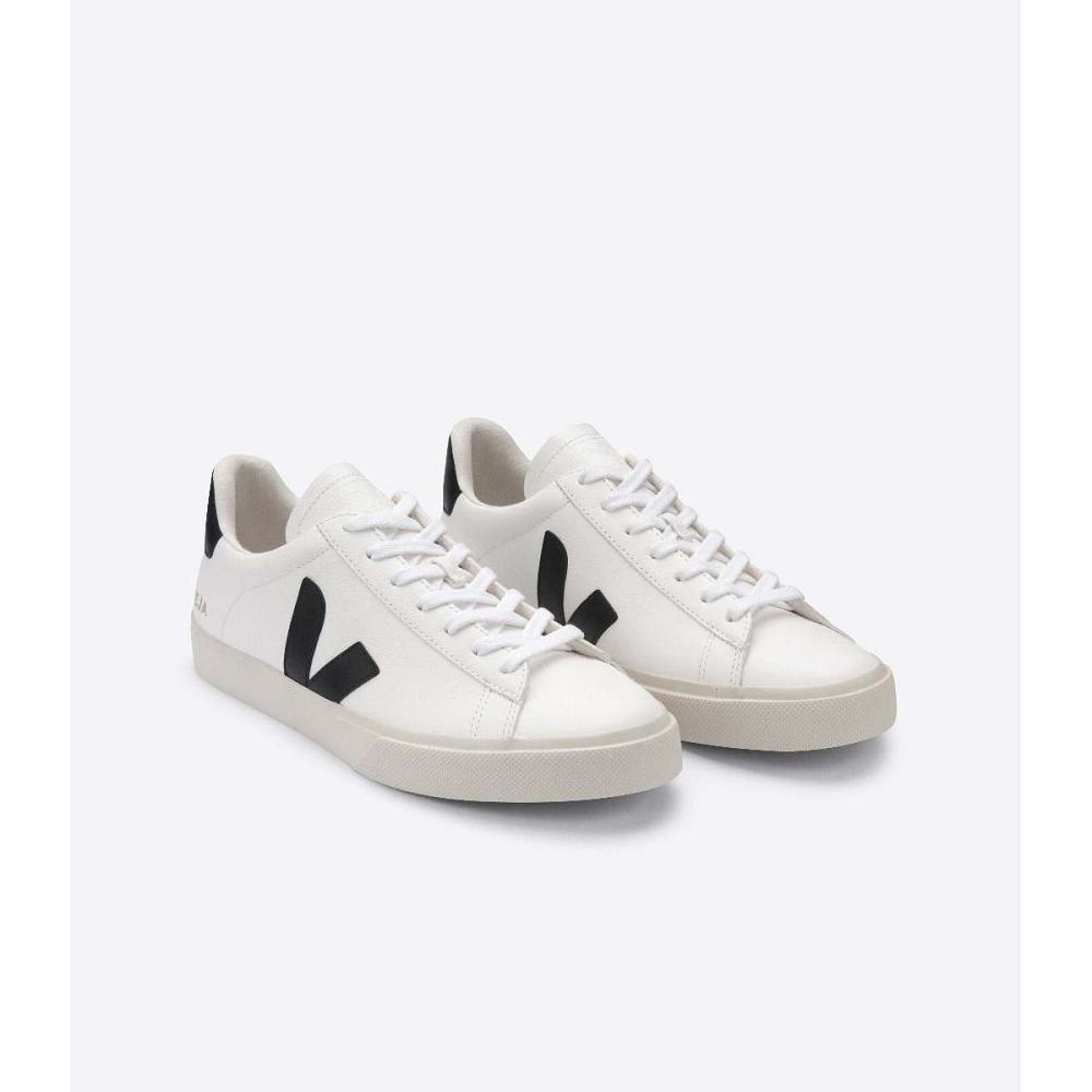 Women's Veja CAMPO CHROMEFREE Low Tops Sneakers White/Black | SG 592LIS